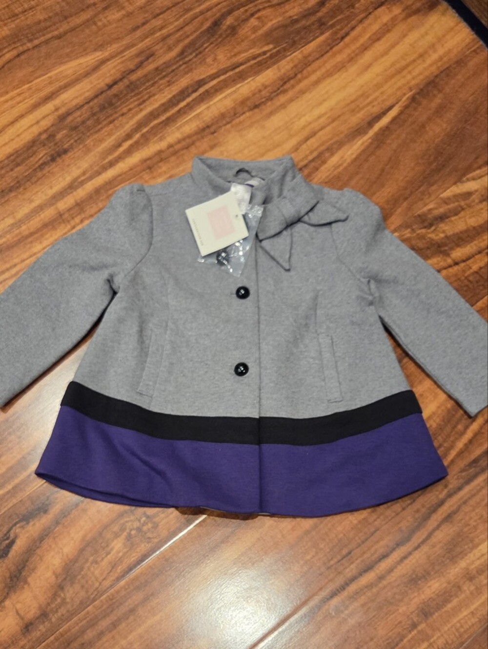 Janie and Jack NWT 12-24 months gray/black/purple colorblock ponte jacket